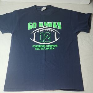 Go HAWKS 2014 Conference Champion Tee Port and Company Blue T-Shirt Size Large
